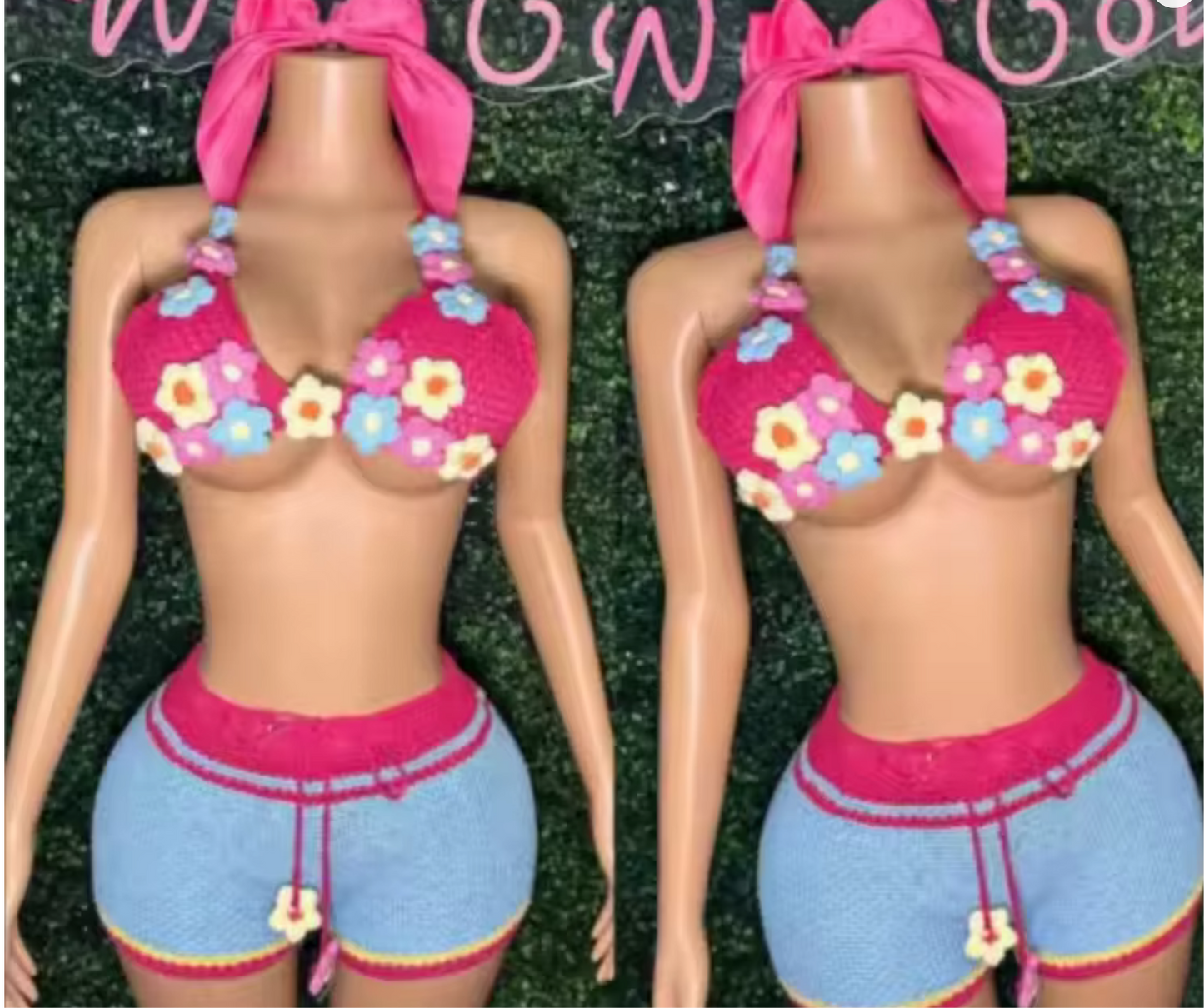 Knitted Flower 2pc Bikini