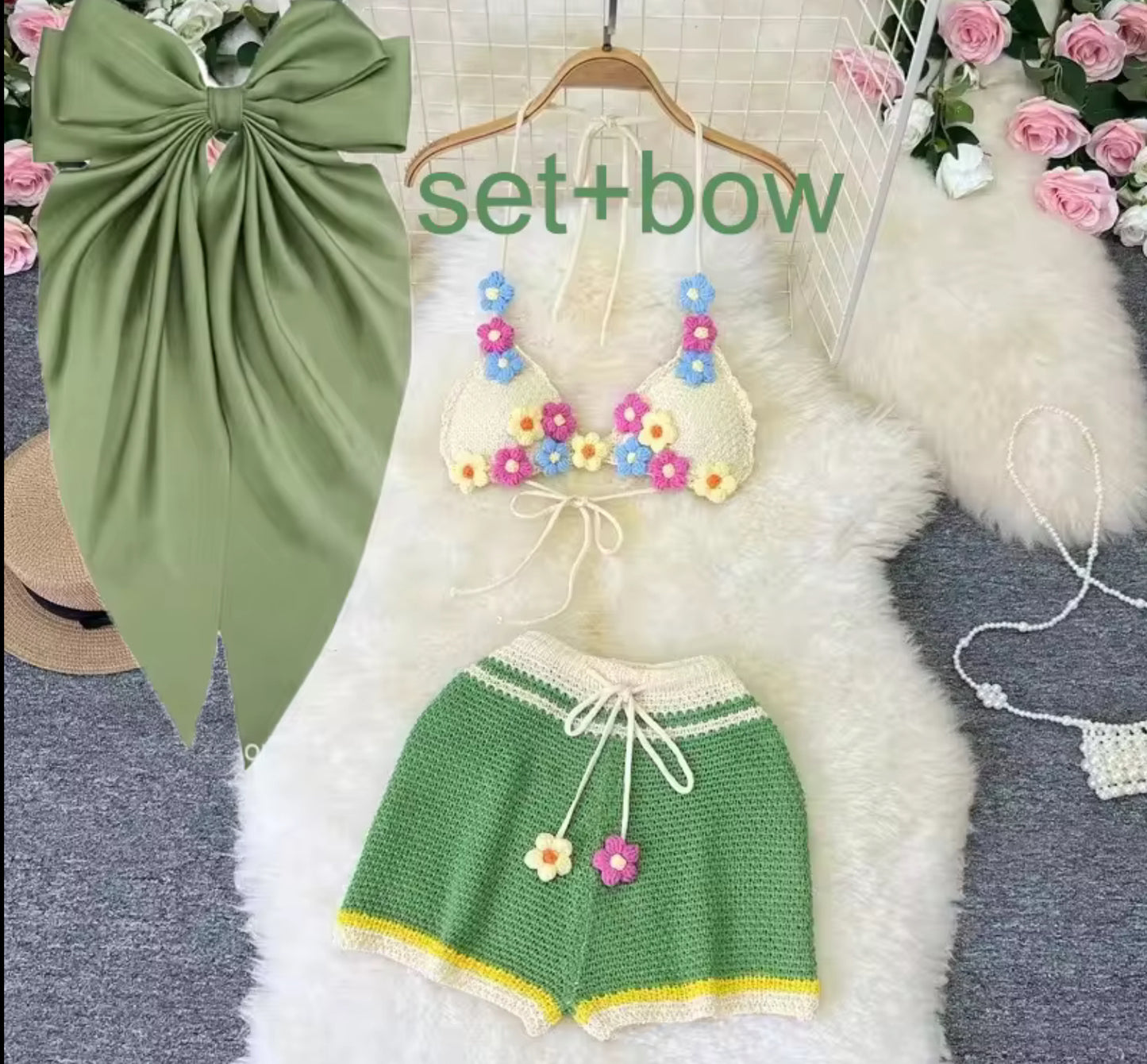 Knitted Flower 2pc Bikini